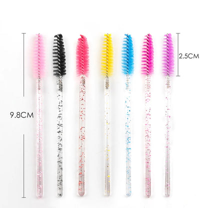 New 5/25/50Pcs Wholesale Crystal Eyelashes Brush Applicator Eyelash Brushes Plastic Mascara Wand Lashes Extension Makeup Beauty