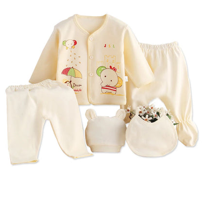 5 Pcs/set Newborn Baby 0-3 Month Clothing Set Babies T-Shirt Pants Hat Boy Girl Clothes Cotton Set