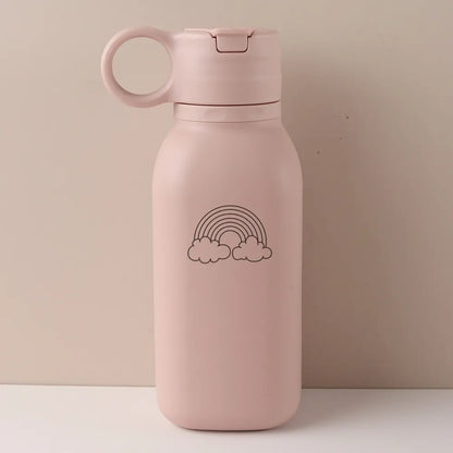450ml Custom Name Silicone Straw Cup, Personalized Cartoon Pattern