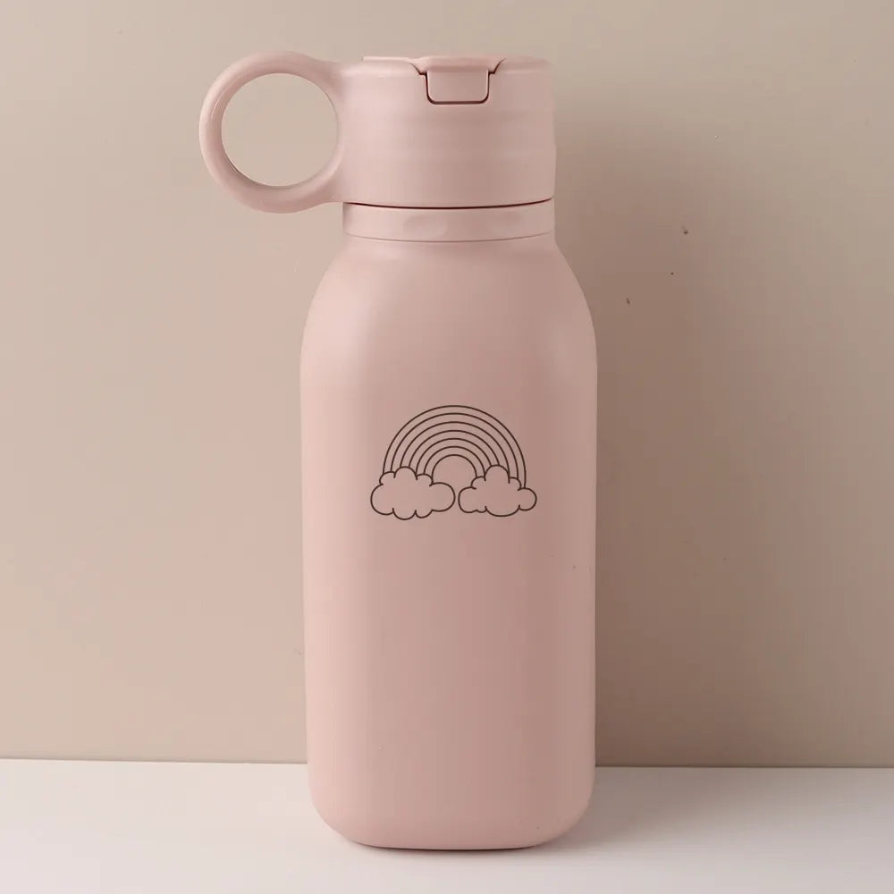450ML Custom Name Silicone Straw Cup, Personalized Cartoon Pattern Water Bottle, Leakproof Sports Water Bottle for Kids Adults