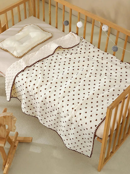 Newborn Bear Print Blanket Pure Cotton Double Gauze Blanket Baby Blanket Bath Towel Baby Blanket Baby Swaddle 100X100CM