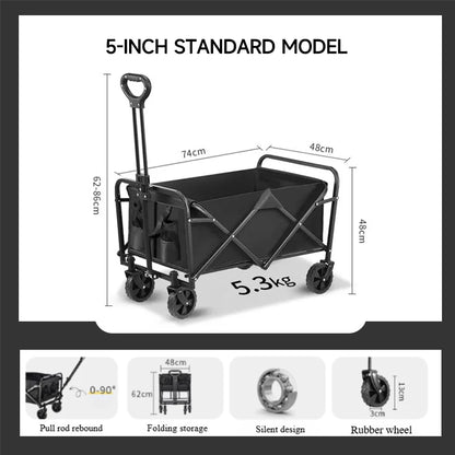 Camping Cart Foldable Trolley Outdoor Picnic Portable Hand-Pull Cart Camping Trailer Camping