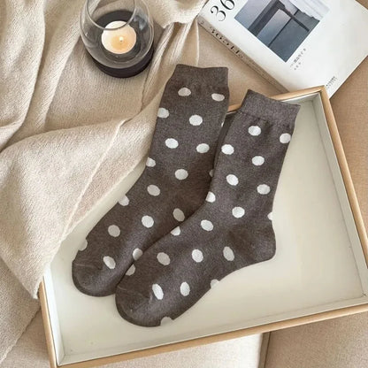 Cute Socks Women Kawaii Winter Socken Dots Printed Japanese Style College Long Crew Socks Free Shiping Harajuku Calcetines Mujer