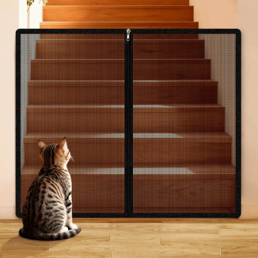 New Metal Mesh Dog Barrier Fences Breathable with Zipper Net Stairs Gate Easy to Install Folding Dog Safety Fence for Cats Dogs