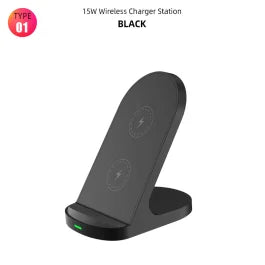 Wireless Desktop Charger Stand Fast Charging Phone Holder For iPhone 16 15 14 13 12 11 XR Xiaomi mi11 Huawei P40 Samsung S20 S10