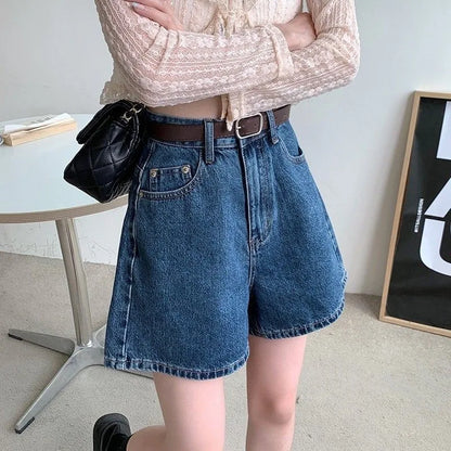 Summer Thin High Waist Wide Leg ort Jeans Women's Loose Fit A-Line orts Casual Straight Tube Pants High Waist orts