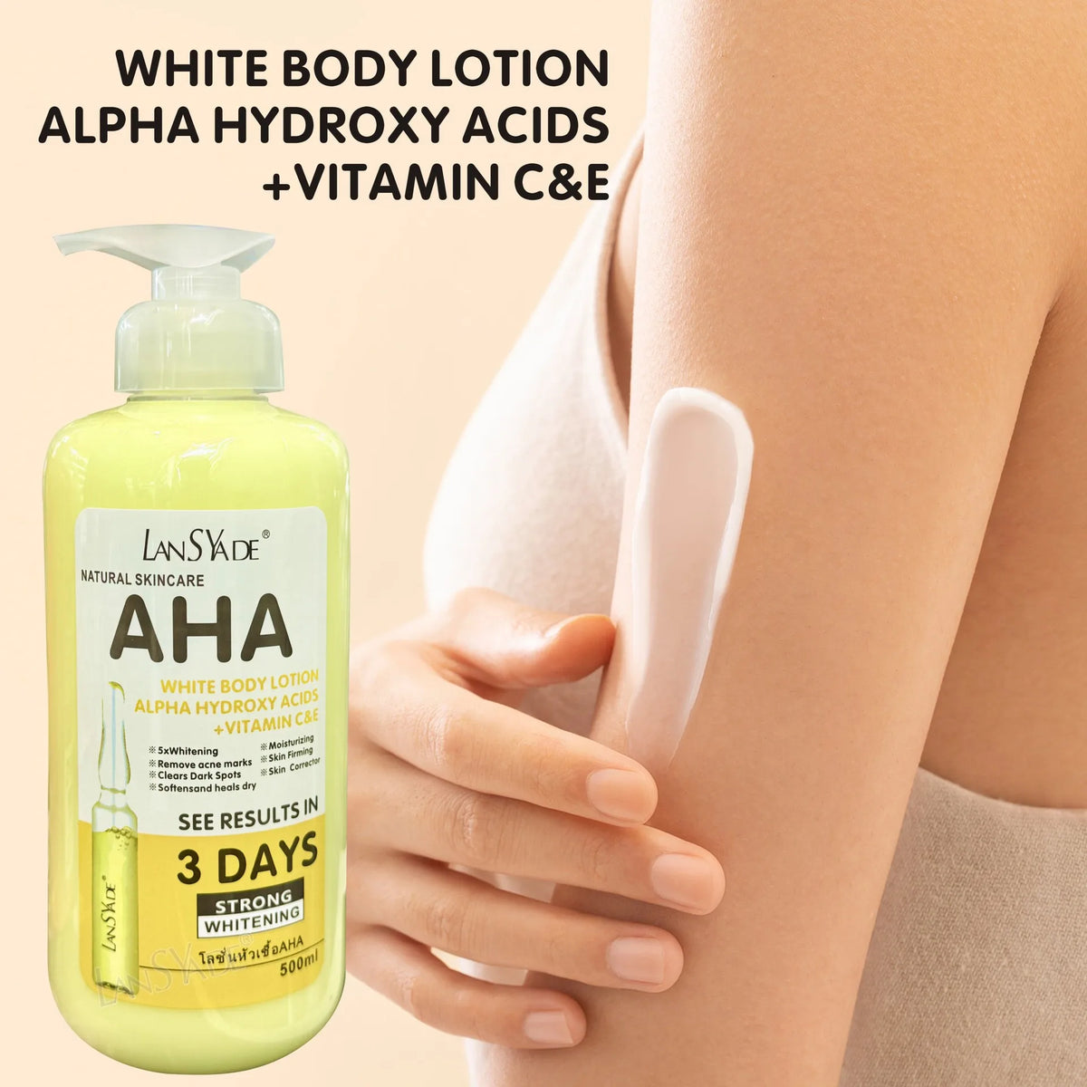 500ml Whitening Body Cream Hydroxy Acids Vitamin C&E Moisturizing Lightening Body Lotion Skin Care Remove Acne Marks