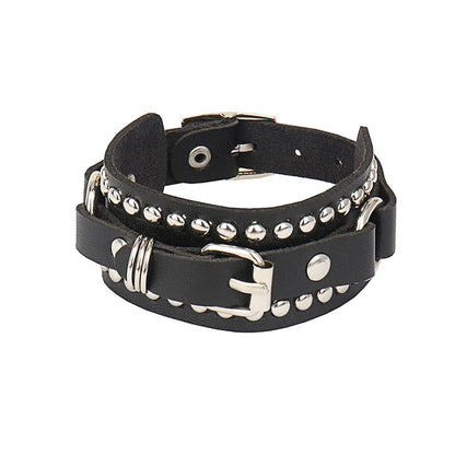 Punk Bracelets PU Leather Studded Bracelet Adjustable Goth Cuff Bracelet Gothic Rivet Buckle Wristband for Men Women Emo Jewelry