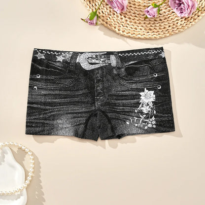 1PC Plus Size Women's Seamless Denim Briefs High-Stretch, Breathable, Mid-Rise, Boxer Briefs All-Season Wear