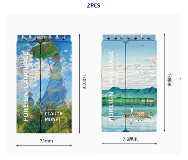 Portable Mini Notebook Japanese Famous Painting Pocket Spiral Notebook Languages Learning Word Book for School Stationery