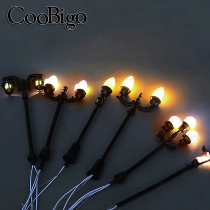 10pcs Micro Street Lamp Road Streetlight Mini Lamppost Light LED Lighting Miniature Model DIY Craft Garden Landscape  Decoration