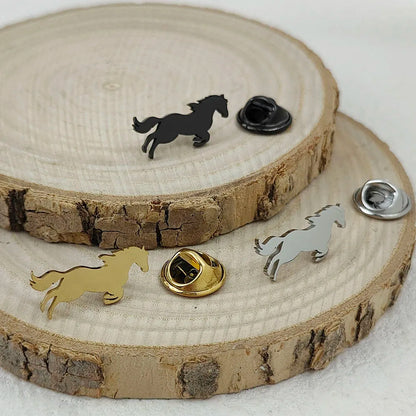 New horse gold-plated 18K stainless steel brooch, waterproof and non-fading badge set, suit lapel pin, wedding party wearing