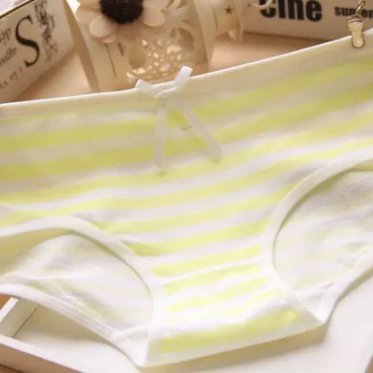 Women Cute Sexy Underwear Panties Stripes Navy Bowknot Tanga Lovely Women Panties Cotton Briefs