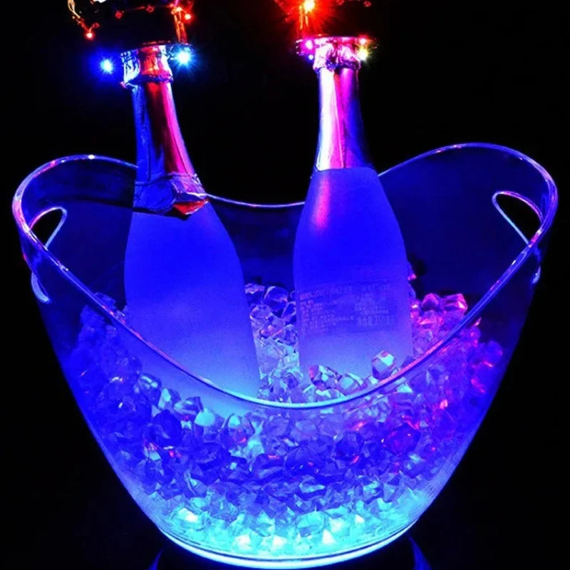 Unbreakable LED Ice Bucket Light Up Beverage Cooler for Wine Champagne and Cocktails at Bars and Nightclubs 2L 5L PS ABS