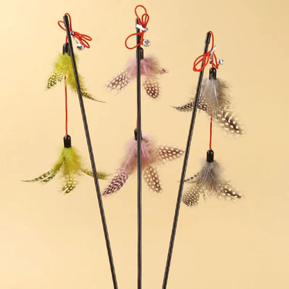 Cat Toy Feather Cats Sticks Cat Toys Interactive Double Feather Toys Cats Teasing Kitten Teaser Stick with Bell Toy Pet Products