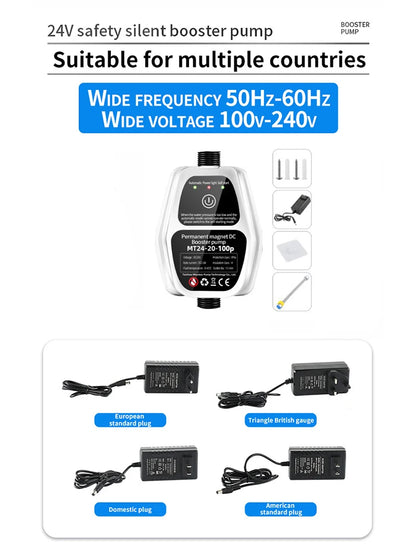 Acarps Automatic Booster Pump 25L/min 100W 24V Home Shower Water Heater Added Water Pressure Permanent Magnet Smart Silent Pump