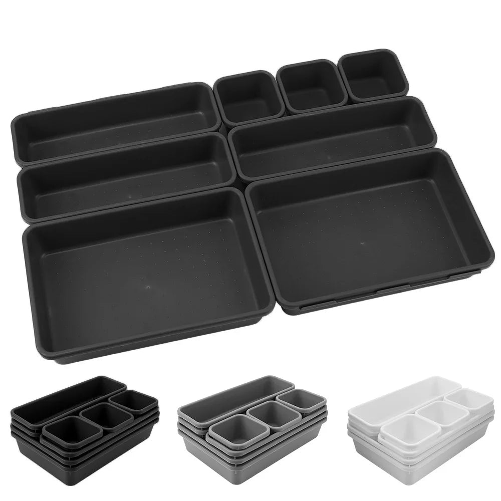 Closet  Cover Storage Drawer Storage Box Kitchen Bathroom Storage Trays Sundries Jewellery Holder 8pc/set Make Up Organizer Box