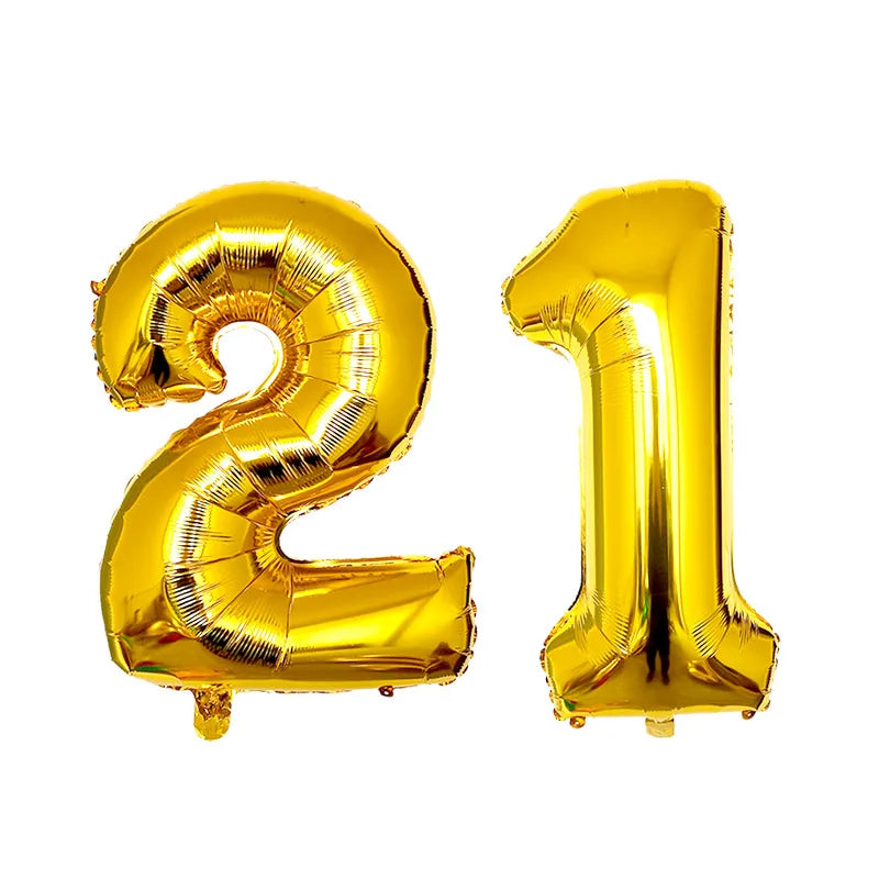 2Pcs 32 Inch Gold Silver Black Blue Red Helium Foil Number Balloon 16 17 18 19 20 21 Happy Birthday Party Decoration Supplies