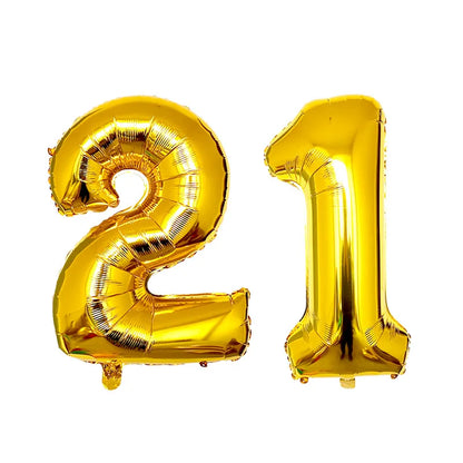 2Pcs 32 Inch Gold Silver Black Blue Red Helium Foil Number Balloon 16 17 18 19 20 21 Happy Birthday Party Decoration Supplies
