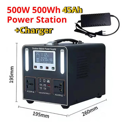 500W 220V Portable Power Station 500Wh 461Wh Solar Generator Emergency Power Bank Power Supply for Home Outdoor Camping Stall