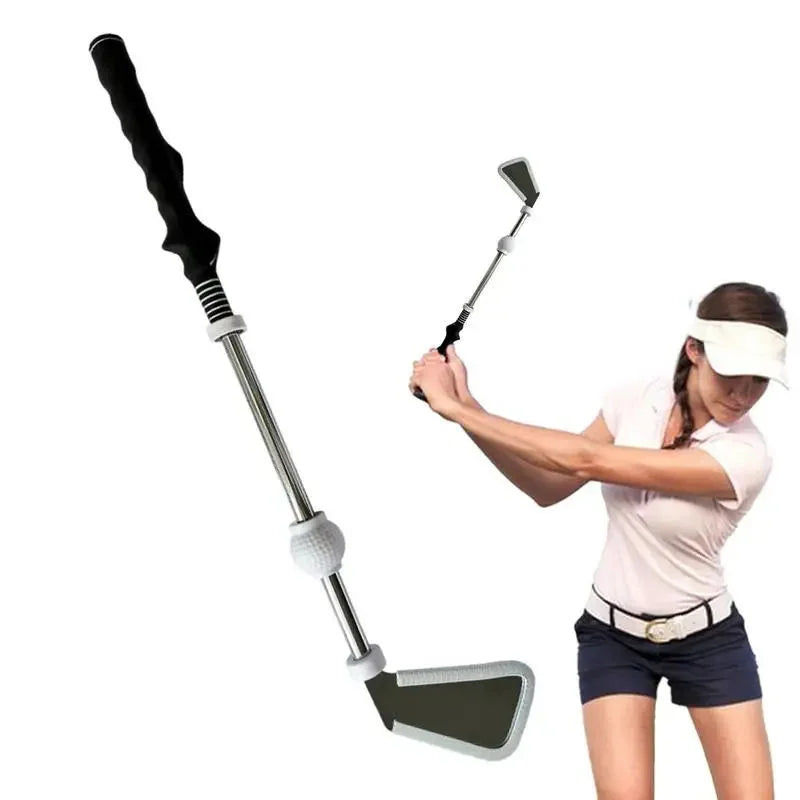 Retractable Golf Swing Training Aid,Rhythm Click Sound Warm Up Golf Swing Trainer,Golf Grip Trainer Attachment -Strength & Tempo