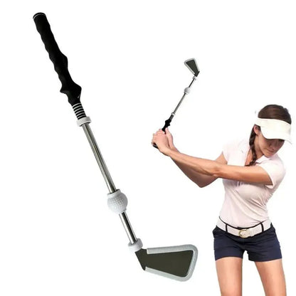 Retractable Golf Swing Training Aid,Rhythm Click Sound Warm Up Golf Swing Trainer,Golf Grip Trainer Attachment -Strength & Tempo