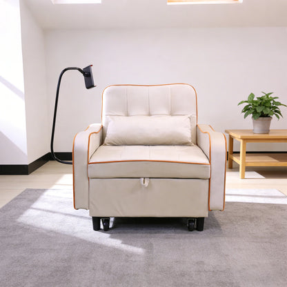 3 in 1 Convertible Sofa Chair, Pull Out Sleeper Sofa Bed with Moving Wheels, Phone Holder, USB Port, Wing Table, Sofa Bed with Adjustable Backrest for Living Room, Bedroom