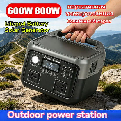 New 800W Portable Power Station 600W/800W 589WH Solar Generator Backup Power Bank for Outdoor Camping, Home Emergency, RV Travel
