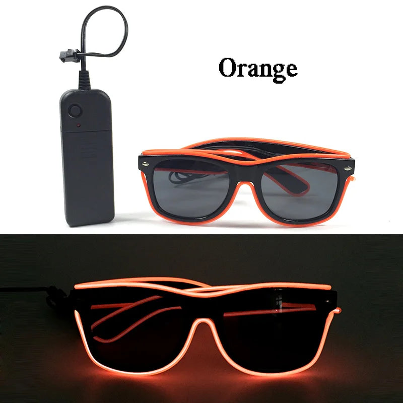 1PC Light Up LED Glasses Glow Sunglasses EL Wire Neon Glasses Glow in The Dark Party Supplies Neon Party Favors for Adults