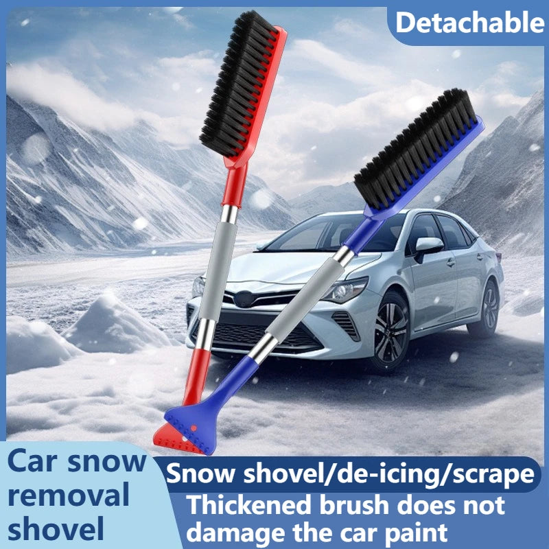 2-in-1 Car Snow Removal Brush & Ice Scraper | Multi-Functional Winter Snow Shovel with Extendable Handle | Auto Windshield Defrost Tool
