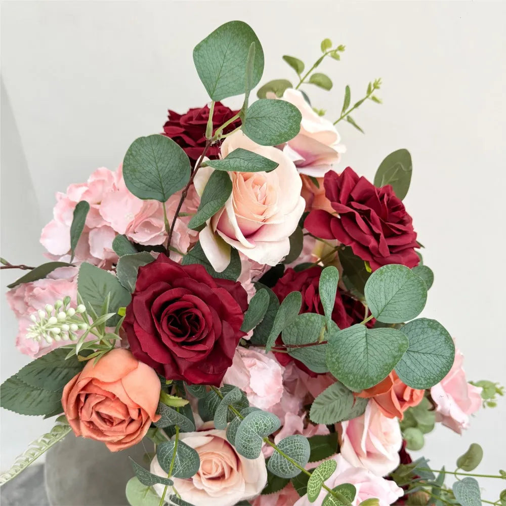 Uflower 2m Luxury Artificial Flowers Wedding Backdrop Table Long Runner Flower Row Floral Backdrop Arrangement Wall Arch Decor