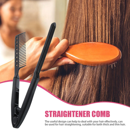 Foldable V Shaped Straightening Comb Hair Straightener Comb for Salon Lightweight Durable Salon Hair Straightener Combs