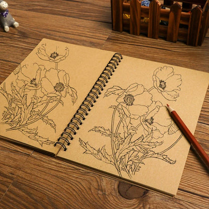 A5/A6 Spiral Sketchbook Blank Notebook 50 Sheets Kraft Paper Hardcover for Students Graffiti/Painting School Stationery Supplies
