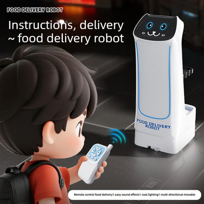 Food Delivery Robot Toy with Light & Sound Remote-controlled Car Parent-Child Interactive Food Delivery Machine Creative Gift