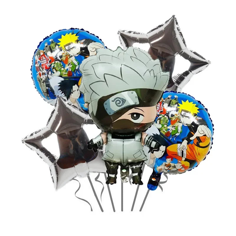 Naruto Kakashi Balloons Uchiha Sasuke Ballons Happy Birthday Banner Party Decoration Kids Toy Cake Topper Disposable Tableware