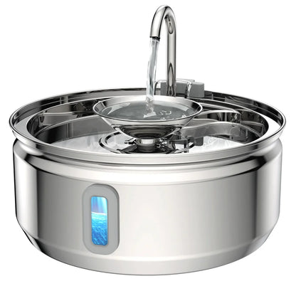 3L Stainless Steel Faucet Cat Fountain Visible Water Level Cats Water Fountain Ultra Quiet Pump Automatic Pet Fountain Bowl