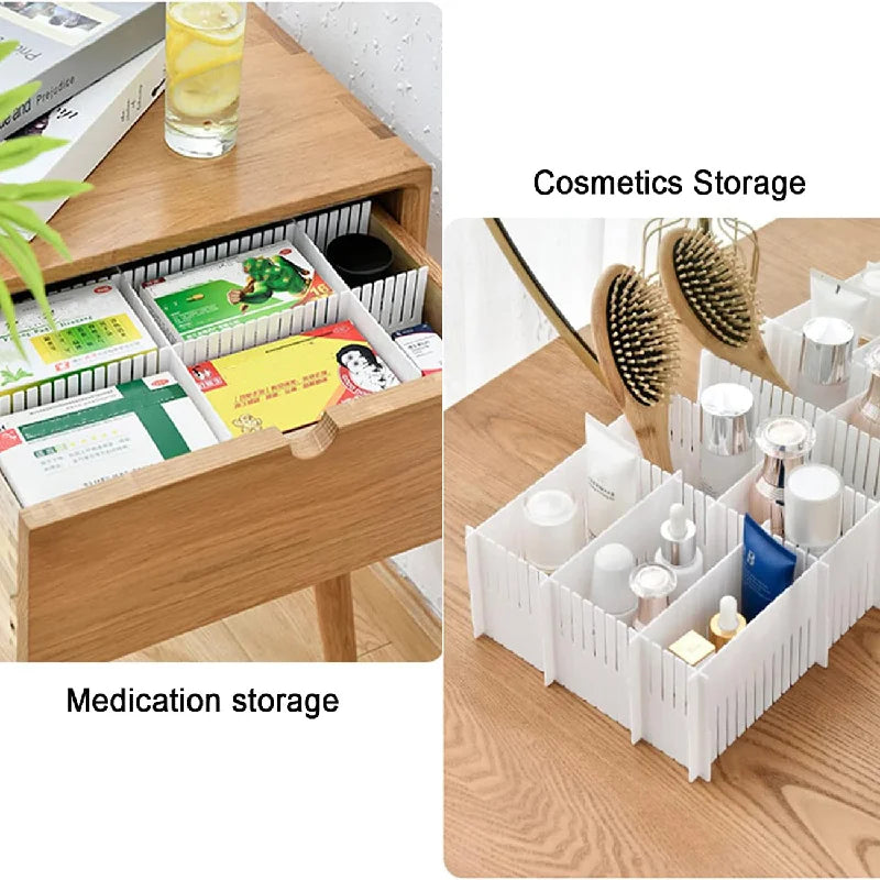10Pcs Adjustable Drawer Dividers Organizer System for Cupboard Underwear Socks - Household Storage Solution