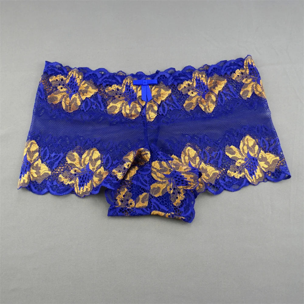 New 2023 Transparent Underwear Women Sexy Lace Panties Women Bikini Bottom Boyshorts Hollow Out Ladies Floral Boxers M-XXL