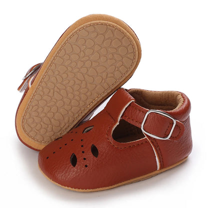 Breathable Newborn Baby Shoes Baby Boy Girl Shoes Girl Classic Bowknot Rubber Sole Anti-slip PU  Toddler Shoes First Walker