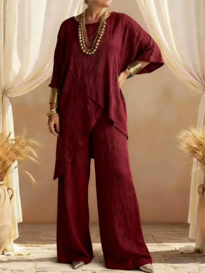 Fashion Loose Women's Matching Sets Casual Half Sleeve Loose Tops and