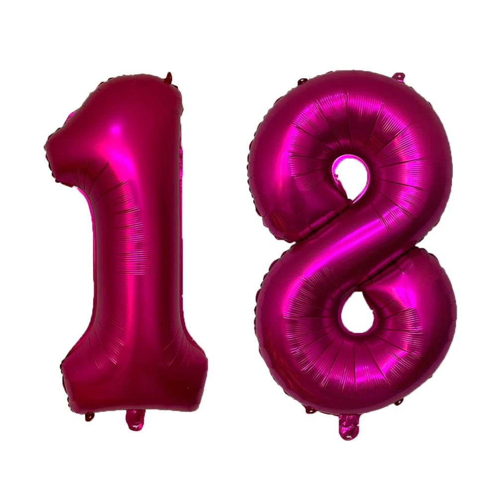 2Pcs 32 Inch Gold Silver Black Blue Red Helium Foil Number Balloon 16 17 18 19 20 21 Happy Birthday Party Decoration Supplies