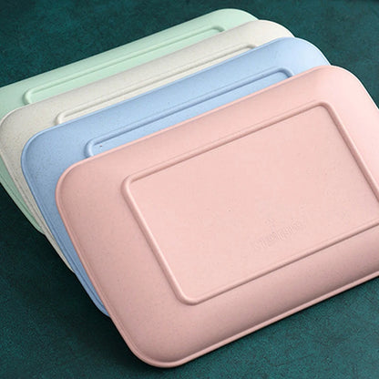 Set of 4 Wheat Straw Plates Dessert Plates Fruit Dish for Dessert Cupcake Salad Steak Home and Kitchen Decor (4 Pcs Rectangle)
