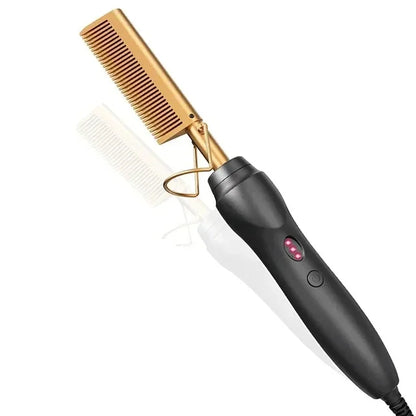 Portable Ceramic Hair Curler Electric Hot Heating Comb Hair Straightener Curler Wet Dry Hair Straightening Hair Styling Tool