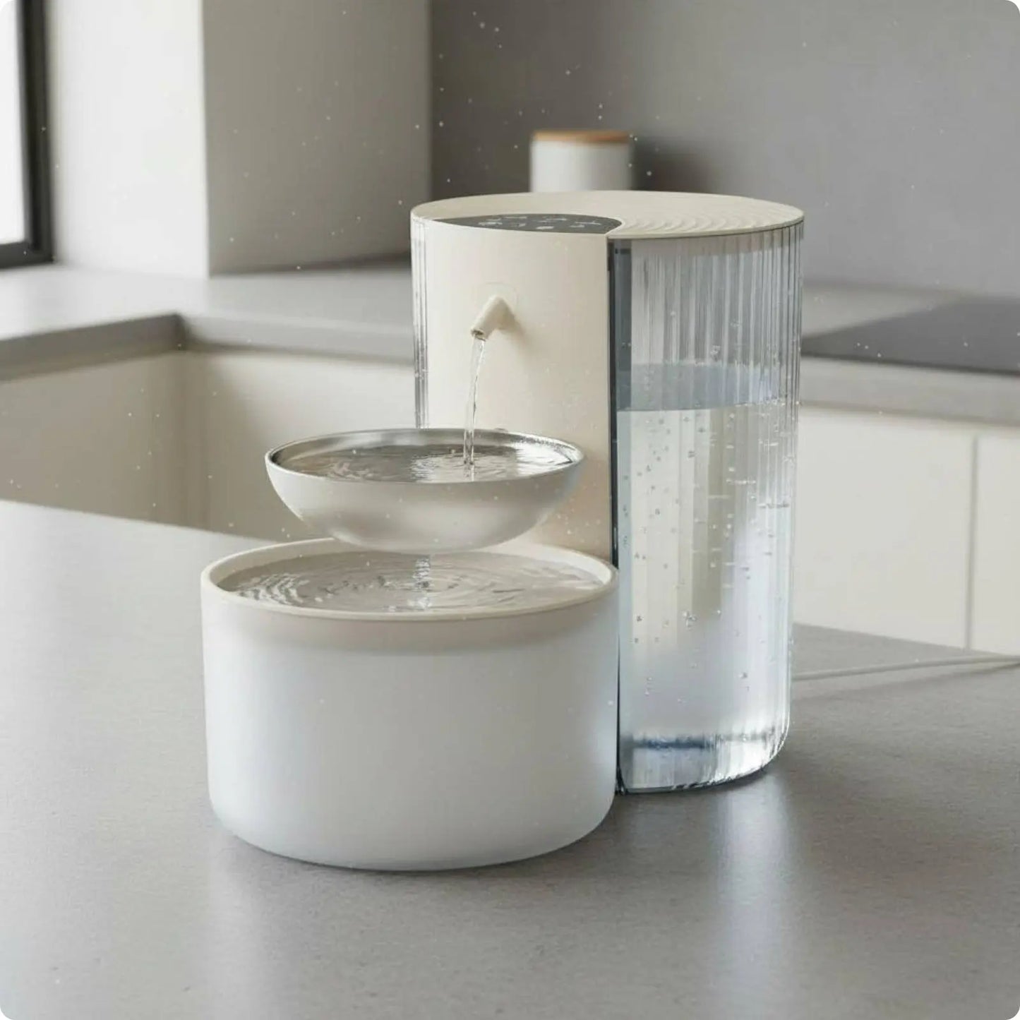 Clean Water Separator Fountain Two Reservoir Design 3L Feline Water Dispenser for Cats