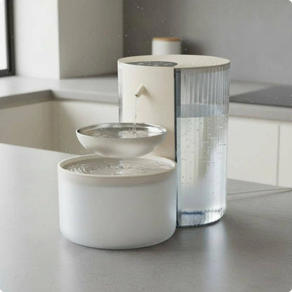 Clean Water Separator Fountain Two Reservoir Design 3L Feline Water Dispenser for Cats