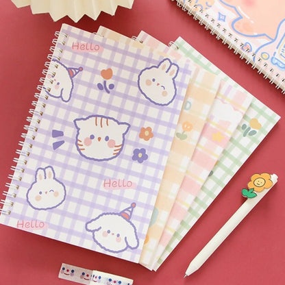 A5 Kawaii Coil Notebook Cute Cartoon Exercise Lined Paper Book Student Notepad Diary School Office Stationery Supplies