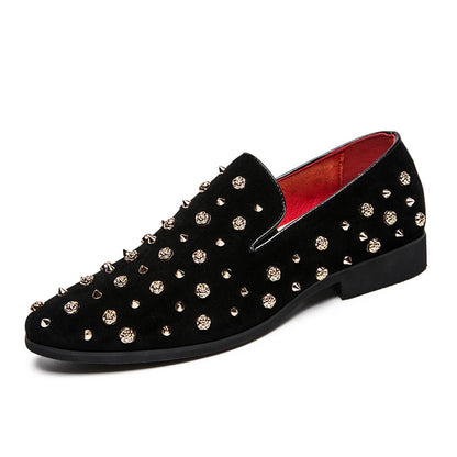 2024 New Brand Black Spikes Mens Loafers Luxury Shoes Denim And Metal Sequins High Quality Casual Men Shoes Wedding Flats Shoes