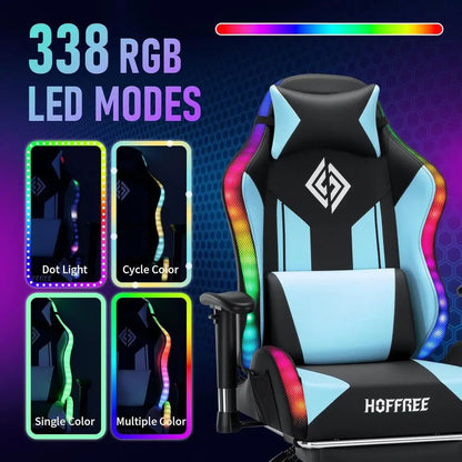 RGB LED Gaming Chair or Kids Reclining Gaming Chairs or Teens 8-15 Computer Chair with RGB Lights Kids PC Game Chair with ootres