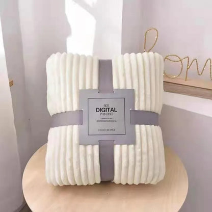 Soft Coral Fleece Blanket On The Sofa Thickened Winter Bed Blanket Warm Stitch Fluffy Bedspread Plaid Sofa, Excluding cardboard