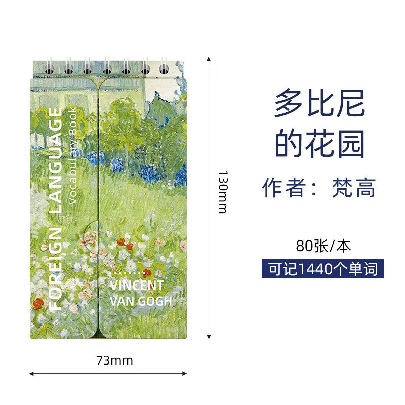 Portable Mini Notebook Japanese Famous Painting Pocket Spiral Notebook Languages Learning Word Book for School Stationery